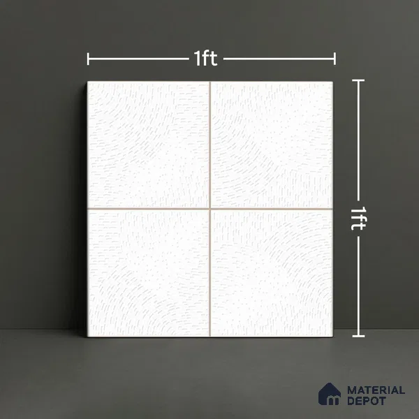 Punch Wall & Floor Tile TL 05633 C Tones Circlet Bianco 1 ft x 1 ft Ceramic Glossy Finish - 9 mm | Suitable for Living Room, Bedroom, Kitchen, Bathroom (Sample)