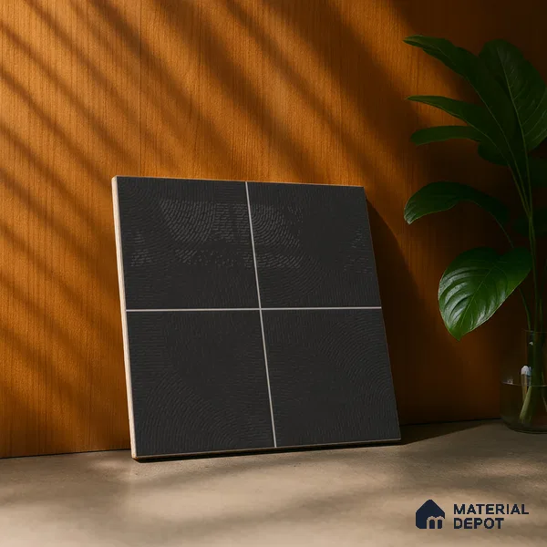 Punch Wall & Floor Tile TL 05633 F Tones Circlet Black 1 ft x 1 ft Ceramic Glossy Finish - 9 mm | Suitable for Living Room, Bedroom, Kitchen, Bathroom