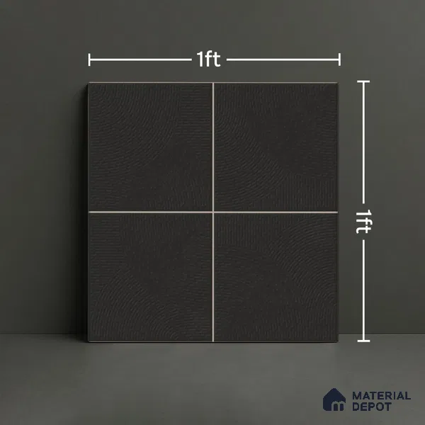 Punch Wall & Floor Tile TL 05633 F Tones Circlet Black 1 ft x 1 ft Ceramic Glossy Finish - 9 mm | Suitable for Living Room, Bedroom, Kitchen, Bathroom