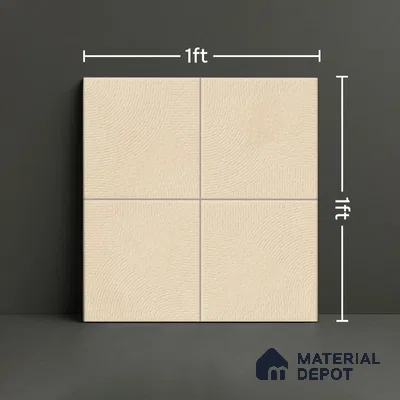 Punch Wall & Floor Tile TL 05633 Tones Circlet Ivory 1 ft x 1 ft Ceramic Glossy Finish - 9 mm | Suitable for Living Room, Bedroom, Kitchen, Bathroom