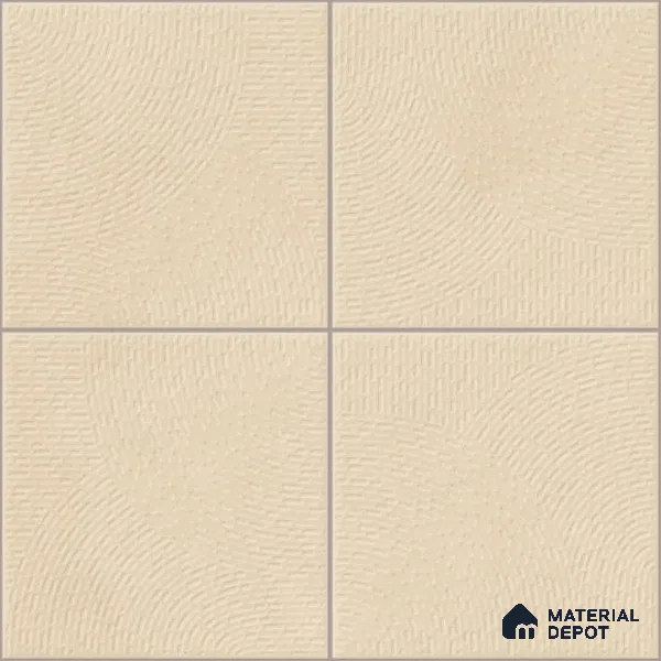 Punch Wall & Floor Tile TL 05633 Tones Circlet Ivory 1 ft x 1 ft Ceramic Glossy Finish - 9 mm | Suitable for Living Room, Bedroom, Kitchen, Bathroom