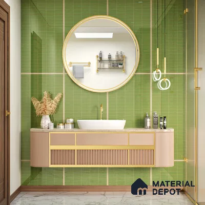 Faux Subway Wall Tile TL 06499 B Kitkat Green 4 ft x 2 ft Vitrified Glossy Finish - 9 mm | Suitable for Kitchen, Bathroom & Dining Area