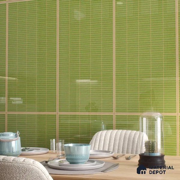 Faux Subway Wall Tile TL 06499 B Kitkat Green 4 ft x 2 ft Vitrified Glossy Finish - 9 mm | Suitable for Kitchen, Bathroom & Dining Area