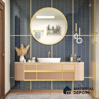 Faux Subway Wall Tile TL 06499 C Kitkat Cobalt Blue 4 ft x 2 ft Vitrified Glossy Finish - 9 mm | Suitable for Kitchen, Bathroom & Dining Area (Sample)