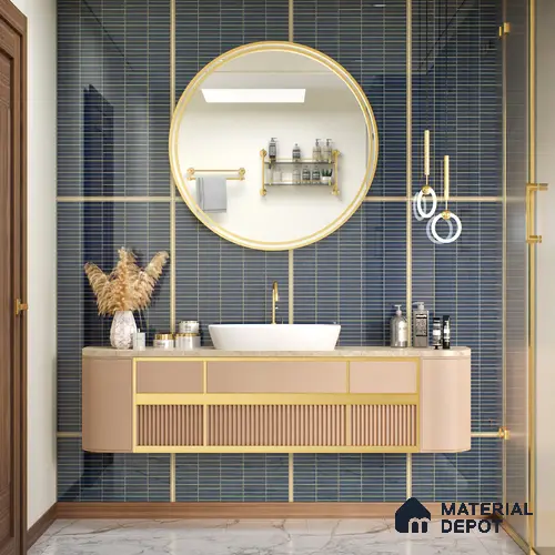 Faux Subway Wall Tile TL 06499 C Kitkat Cobalt Blue 4 ft x 2 ft Vitrified Glossy Finish - 9 mm | Suitable for Kitchen, Bathroom & Dining Area