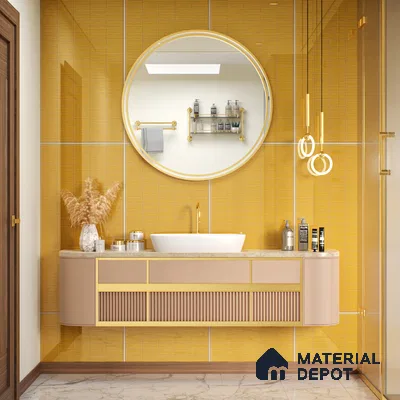 Faux Subway Wall Tile TL 06499 E Kitkat Yellow 4 ft x 2 ft Vitrified Glossy Finish - 9 mm | Suitable for Kitchen, Bathroom & Dining Area