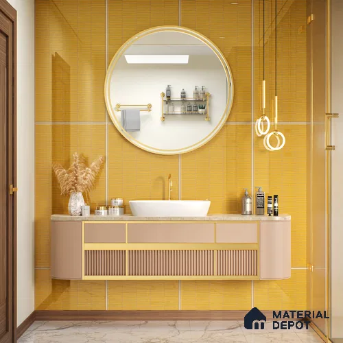 Faux Subway Wall Tile TL 06499 E Kitkat Yellow 4 ft x 2 ft Vitrified Glossy Finish - 9 mm | Suitable for Kitchen, Bathroom & Dining Area