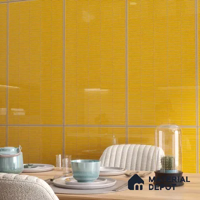Faux Subway Wall Tile TL 06499 E Kitkat Yellow 4 ft x 2 ft Vitrified Glossy Finish - 9 mm | Suitable for Kitchen, Bathroom & Dining Area