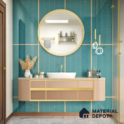 Faux Subway Wall Tile TL 06499 G Kitkat Sky 4 ft x 2 ft Vitrified Glossy Finish - 9 mm | Suitable for Kitchen, Bathroom & Dining Area