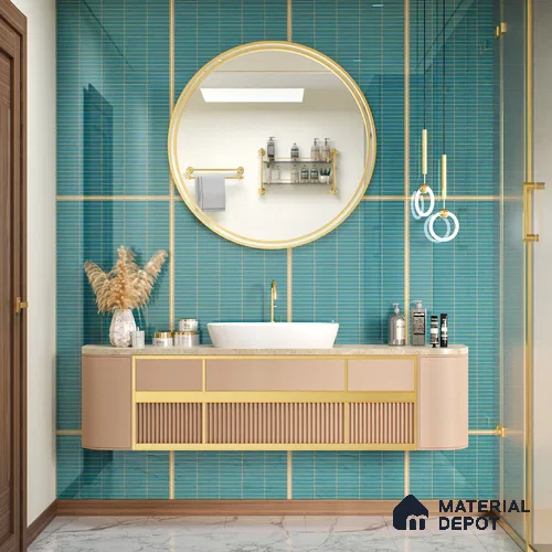 Faux Subway Wall Tile TL 06499 G Kitkat Sky 4 ft x 2 ft Vitrified Glossy Finish - 9 mm | Suitable for Kitchen, Bathroom & Dining Area