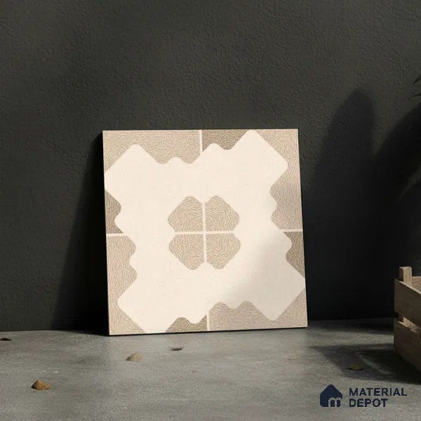 TL 03387 H Puzzle Ivory 400 x 400 mm Matte Finish Anti Slip Vitrified Parking Floor Tile - 12 mm | Pattern Alignment May Vary | 2-3 mm Spacer is Mandatory (Sample)