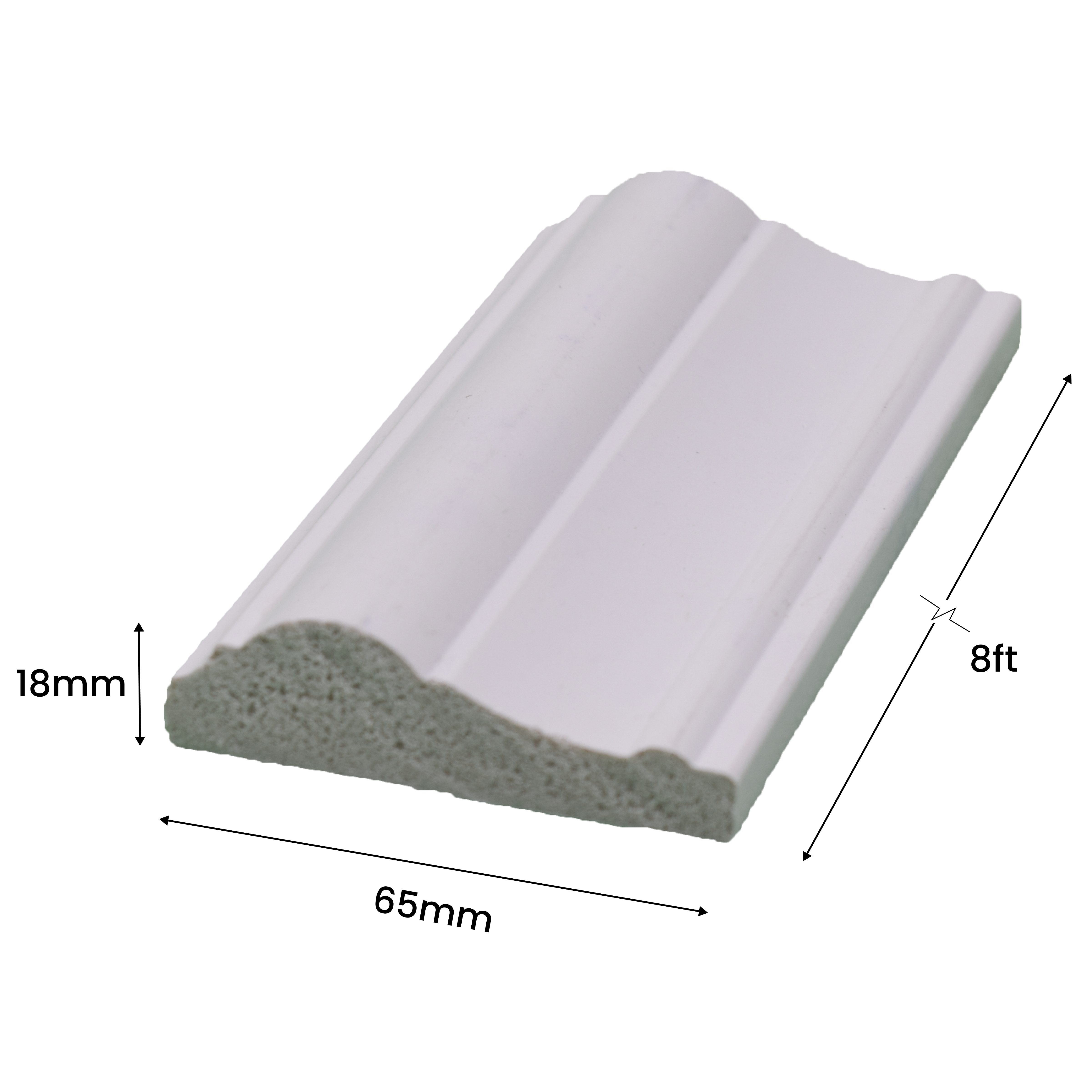 Paintable DIY Finished PVC / Charcoal Designer Wainscot French Wall Moulding Design 1 Crystalon PM 00283 | 8 ft x 65 mm x 18 mm | Nail & Adhesive Installation