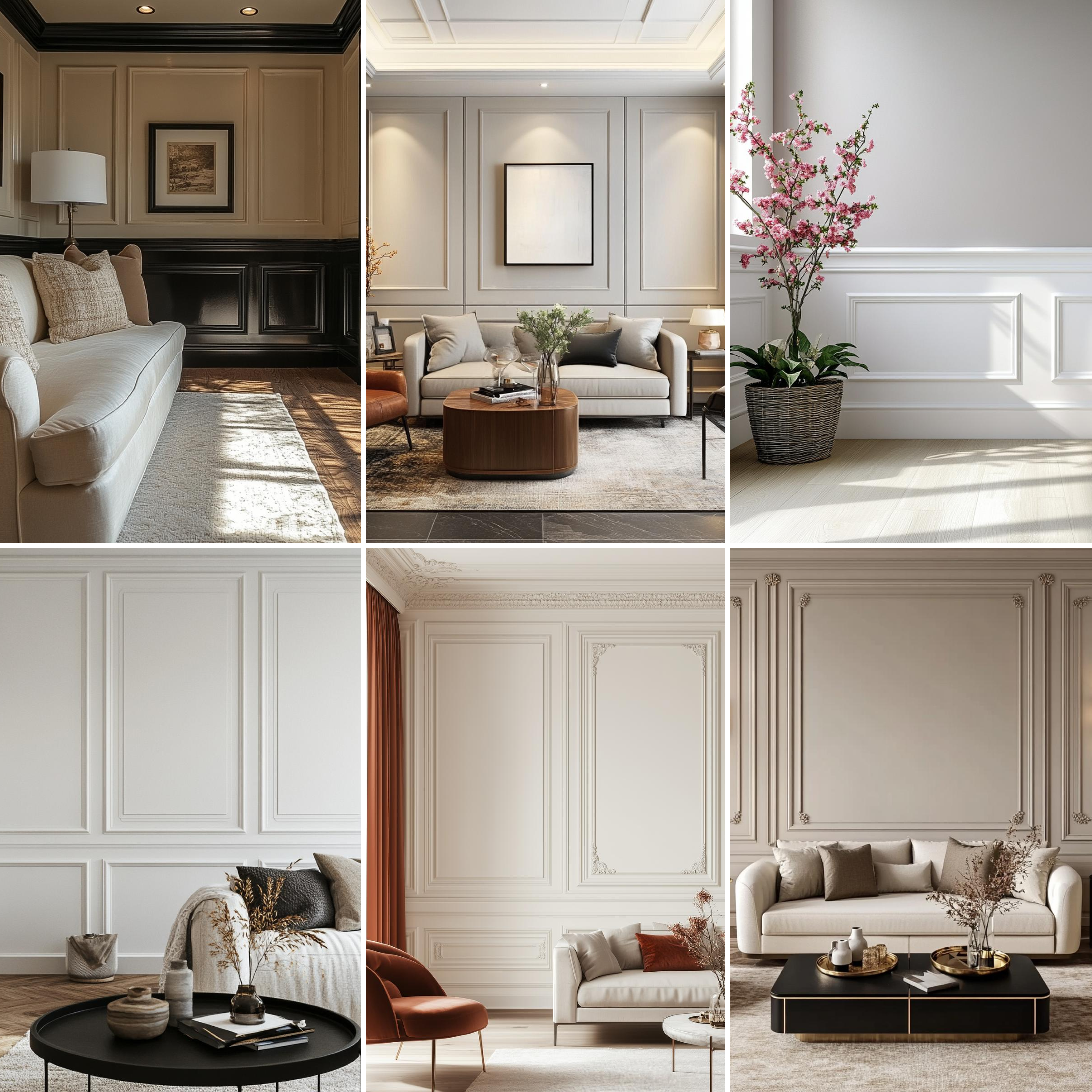 Paintable DIY Finished PVC / Charcoal Designer Wainscot French Wall Moulding Design 1 Crystalon PM 00283 E | 8 ft x 22 mm x 11 mm | Nail & Adhesive Installation