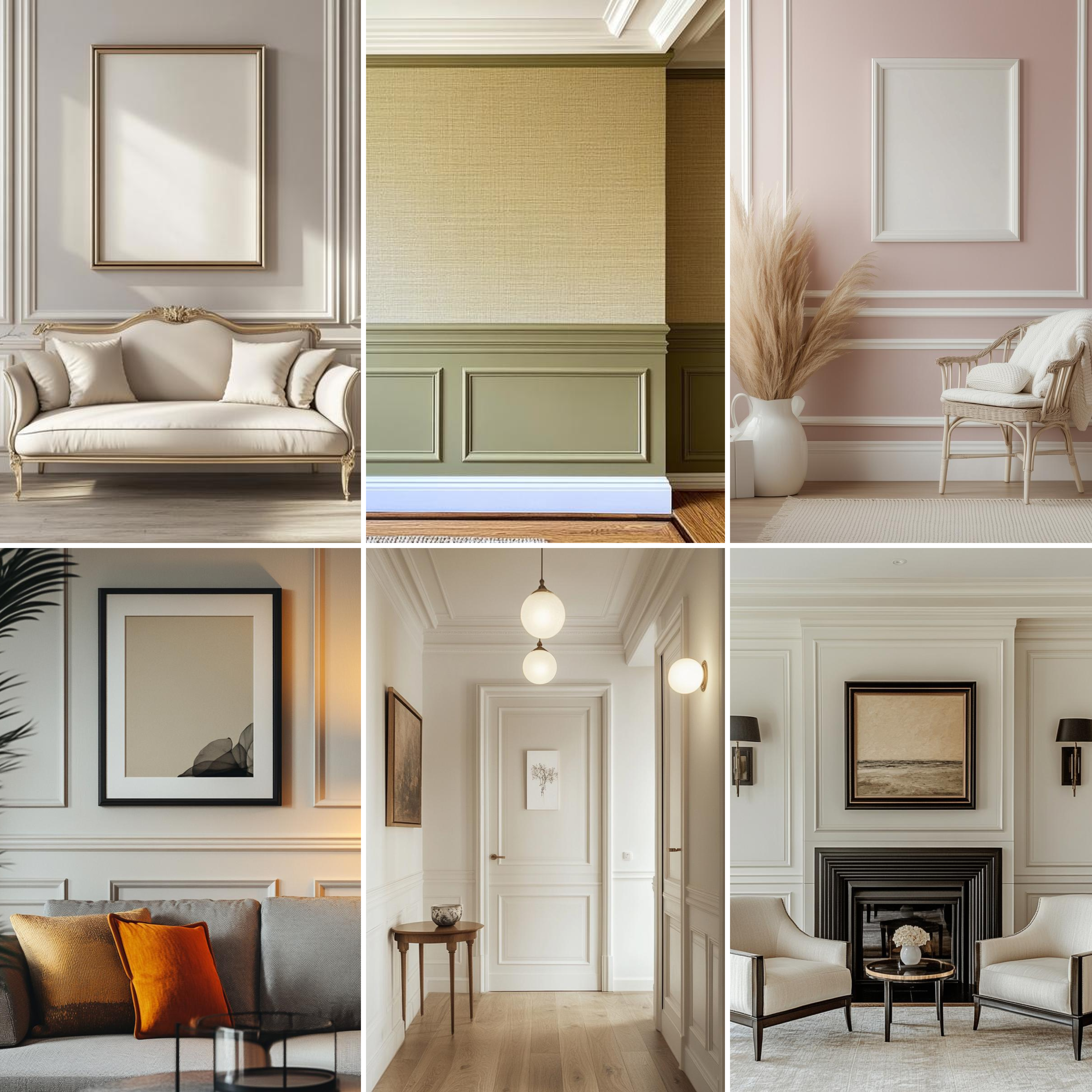 Paintable DIY Finished PVC / Charcoal Designer Wainscot French Wall Moulding Design 2 Crystalon PM 00283 F | 8 ft x 38 mm x 18 mm | Nail & Adhesive Installation