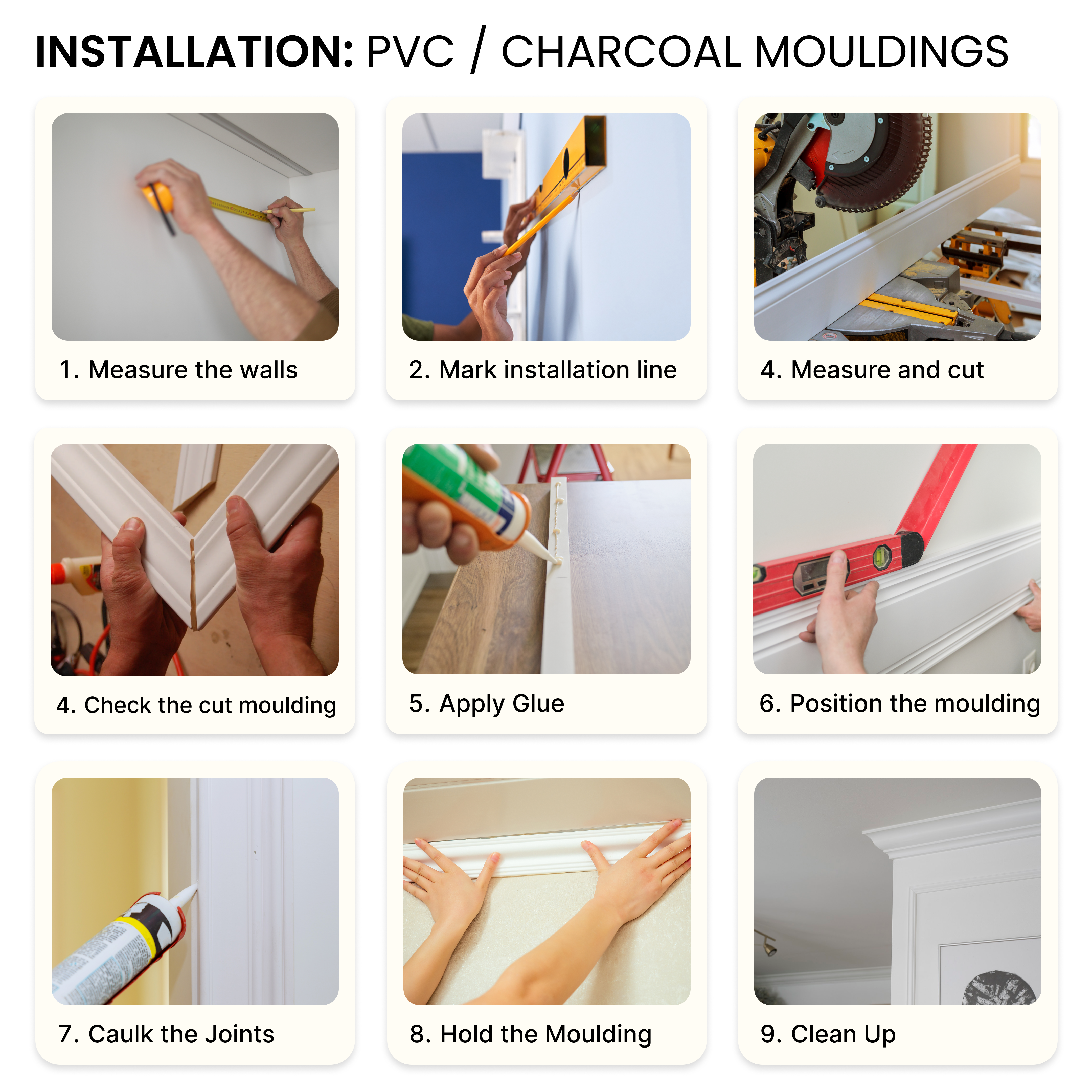 Paintable DIY Finished PVC / Charcoal Designer Wainscot French Wall Moulding Design 2 Crystalon PM 00283 G | 8 ft x 30 mm x 15 mm | Nail & Adhesive Installation