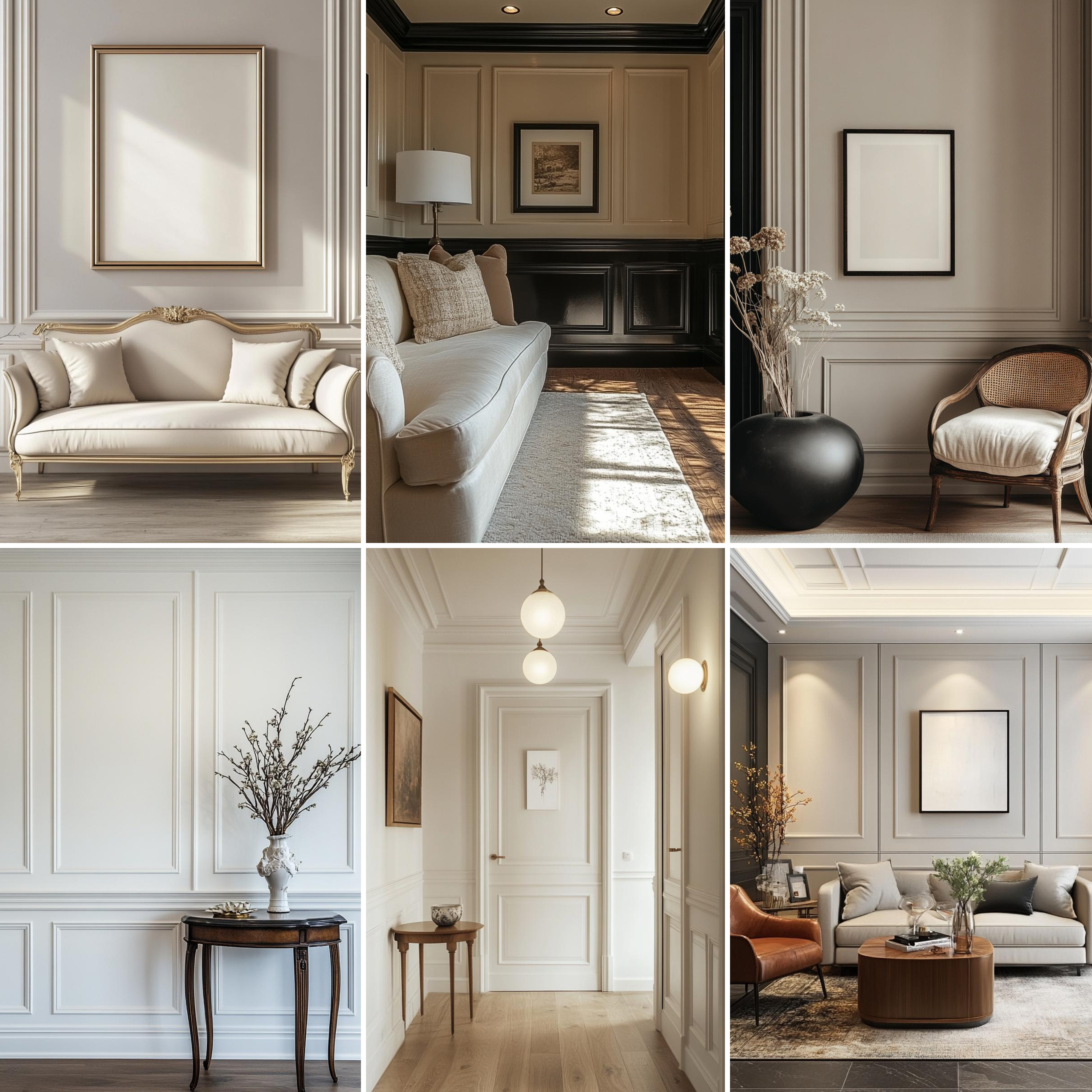 Paintable DIY Finished PVC / Charcoal Designer Wainscot French Wall Moulding Design 2 Crystalon PM 00283 G | 8 ft x 30 mm x 15 mm | Nail & Adhesive Installation