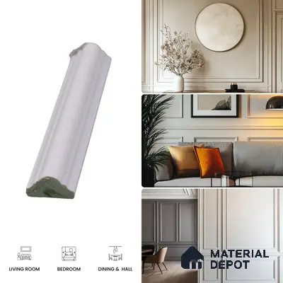 Paintable DIY Finished PVC / Charcoal Designer Wainscot French Wall Moulding Design 2 Crystalon PM 00283 H | 8 ft x 22 mm x 11 mm | Nail & Adhesive Installation