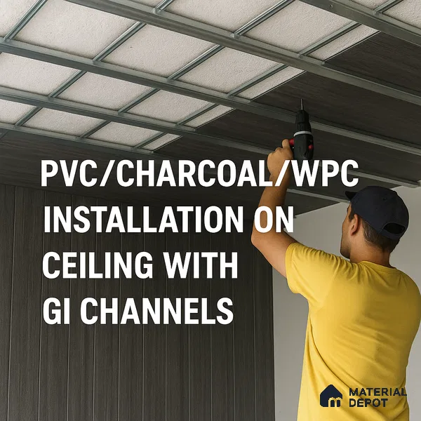PVC/Charcoal/WPC installation on Ceiling with GI Channels