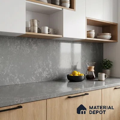 Belina Quartz QR 00001 C Urbane Viola Series 10.75 ft x 2.71 ft Quartz - 20 mm | 7 Years Warranty | Suitable for Kitchen, Restaurant, Counter Tops, Dining, Reception, office