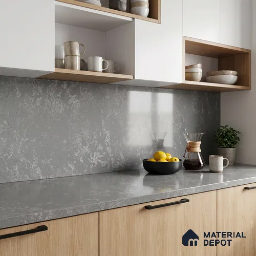 Belina Quartz QR 00001 C Urbane Viola Series 10.75 ft x 2.71 ft Quartz - 20 mm | 7 Years Warranty | Suitable for Kitchen, Restaurant, Counter Tops, Dining, Reception, office