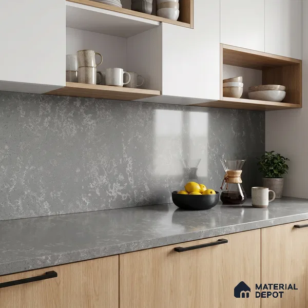 Belina Quartz QR 00001 C Urbane Viola Series 10.75 ft x 2.71 ft Quartz - 20 mm | 7 Years Warranty | Suitable for Kitchen, Restaurant, Counter Tops, Dining, Reception, office