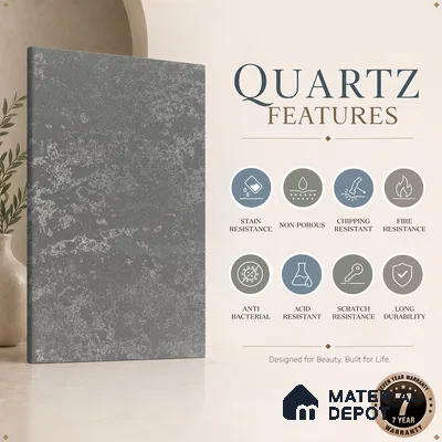 Belina Quartz QR 00001 C Urbane Viola Series 10.75 ft x 2.71 ft Quartz - 20 mm | 7 Years Warranty | Suitable for Kitchen, Restaurant, Counter Tops, Dining, Reception, office