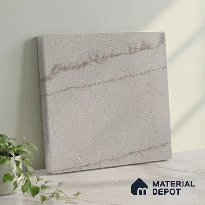 Belina Quartz QR 00004 B Serene Calacatta Viola Series 10.76 ft x 2.72 ft Quartz - 20 mm | 7 Years Warranty | Suitable for Kitchen, Restaurant, Counter Tops, Dining, Reception, office