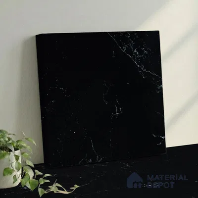 Belina Quartz QR 00007 B Calacatta Noir Viola Series 10.75 ft x 2.71 ft Quartz - 20 mm | 7 Years Warranty | Suitable for Kitchen, Restaurant, Counter Tops, Dining, Reception, office