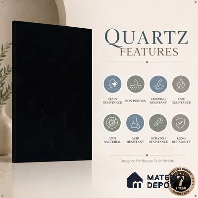 Belina Quartz QR 00007 Calacatta Noir Viola Series 10.75 ft x 5.42 ft Quartz - 20 mm | 7 Years Warranty | Suitable for Kitchen, Restaurant, Counter Tops, Dining, Reception, office