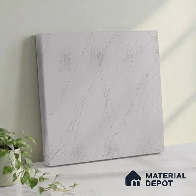 Belina Quartz QR 00008 Calacatta Goldline Viola Series 10.75 ft x 5.42 ft Quartz - 20 mm | 7 Years Warranty | Suitable for Kitchen, Restaurant, Counter Tops, Dining, Reception, office