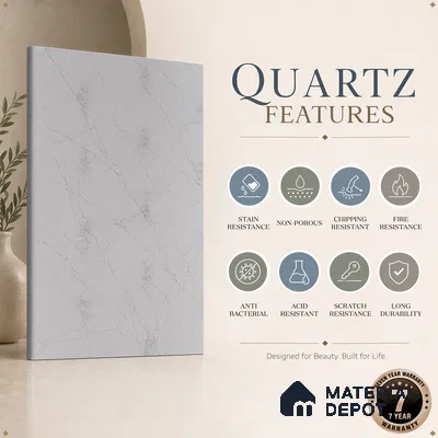 Belina Quartz QR 00008 Calacatta Goldline Viola Series 10.75 ft x 5.42 ft Quartz - 20 mm | 7 Years Warranty | Suitable for Kitchen, Restaurant, Counter Tops, Dining, Reception, office