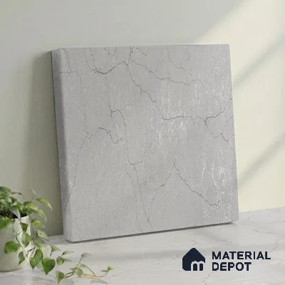 Belina Quartz QR 00009 Calacatta Silver Mist Viola Series 10.75 ft x 5.42 ft Quartz - 20 mm | 7 Years Warranty | Suitable for Kitchen, Restaurant, Counter Tops, Dining, Reception, office