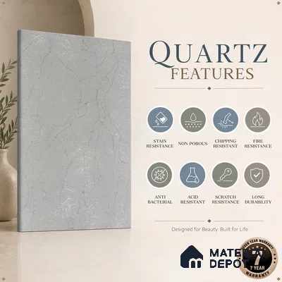 Belina Quartz QR 00009 Calacatta Silver Mist Viola Series 10.75 ft x 5.42 ft Quartz - 20 mm | 7 Years Warranty | Suitable for Kitchen, Restaurant, Counter Tops, Dining, Reception, office