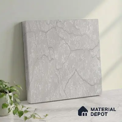 Belina Quartz QR 00010 Calacatta Frosted Viola Series 10.75 ft x 5.42 ft Quartz - 20 mm | 7 Years Warranty | Suitable for Kitchen, Restaurant, Counter Tops, Dining, Reception, office