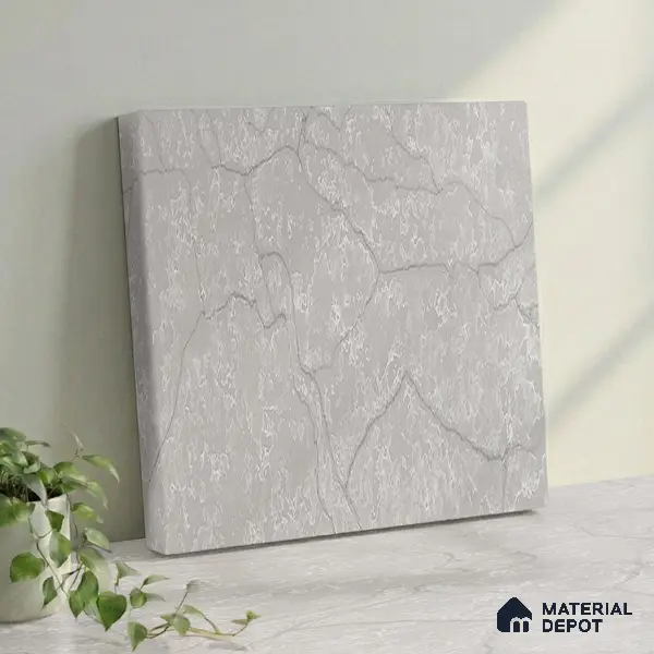 Belina Quartz QR 00010 Calacatta Frosted Viola Series 10.75 ft x 5.42 ft Quartz - 20 mm | 7 Years Warranty | Suitable for Kitchen, Restaurant, Counter Tops, Dining, Reception, office