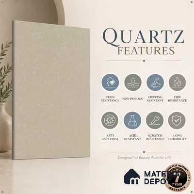 Belina Quartz QR 00011 B Sandstone Mist Viola Series 10.75 ft x 2.71 ft Quartz - 20 mm | 7 Years Warranty | Suitable for Kitchen, Restaurant, Counter Tops, Dining, Reception, office