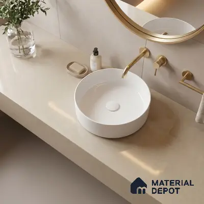 Belina Quartz QR 00011 Sandstone Mist Viola Series 10.75 ft x 5.42 ft Quartz - 20 mm | 7 Years Warranty | Suitable for Kitchen, Restaurant, Counter Tops, Dining, Reception, office