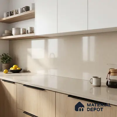 Belina Quartz QR 00011 Sandstone Mist Viola Series 10.75 ft x 5.42 ft Quartz - 20 mm | 7 Years Warranty | Suitable for Kitchen, Restaurant, Counter Tops, Dining, Reception, office