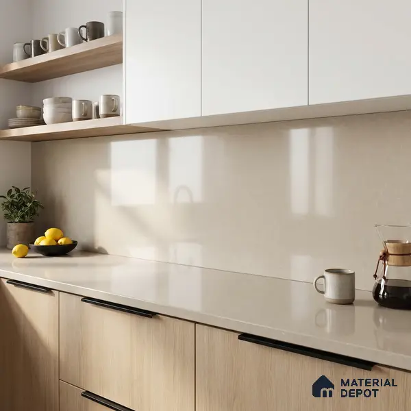 Belina Quartz QR 00011 Sandstone Mist Viola Series 10.75 ft x 5.42 ft Quartz - 20 mm | 7 Years Warranty | Suitable for Kitchen, Restaurant, Counter Tops, Dining, Reception, office