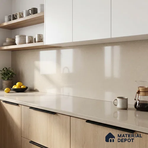Belina Quartz QR 00011 Sandstone Mist Viola Series 10.75 ft x 5.42 ft Quartz - 20 mm | 7 Years Warranty | Suitable for Kitchen, Restaurant, Counter Tops, Dining, Reception, office