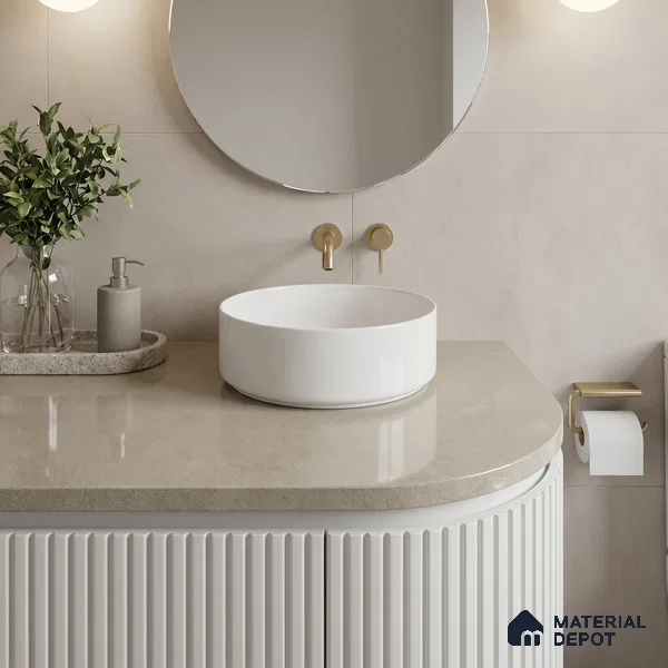 Belina Quartz QR 00012 B Sandstone Viola Series 10.75 ft x 2.71 ft Quartz - 20 mm | 7 Years Warranty | Suitable for Kitchen, Restaurant, Counter Tops, Dining, Reception, office