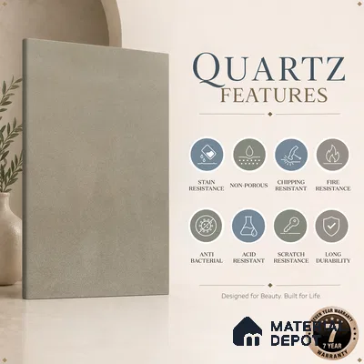 Belina Quartz QR 00012 B Sandstone Viola Series 10.75 ft x 2.71 ft Quartz - 20 mm | 7 Years Warranty | Suitable for Kitchen, Restaurant, Counter Tops, Dining, Reception, office