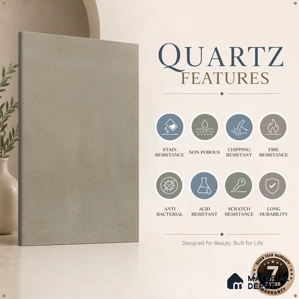 Belina Quartz QR 00012 B Sandstone Viola Series 10.75 ft x 2.71 ft Quartz - 20 mm | 7 Years Warranty | Suitable for Kitchen, Restaurant, Counter Tops, Dining, Reception, office