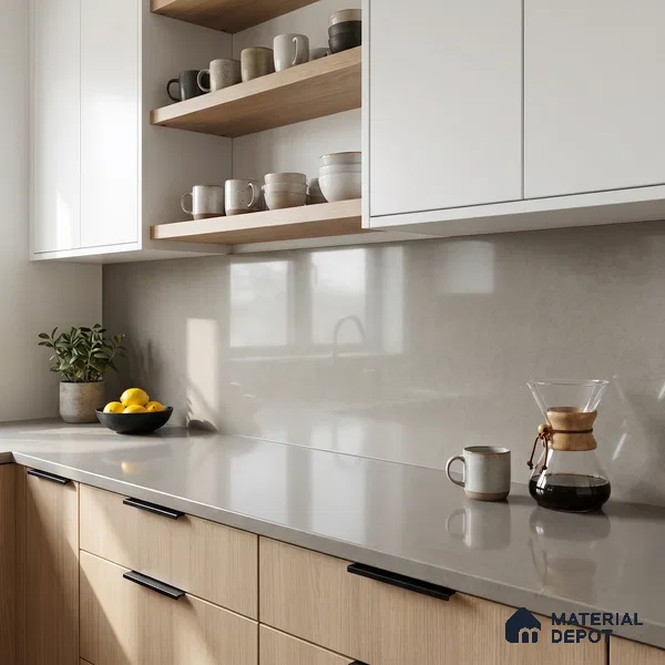 Belina Quartz QR 00012 Sandstone Viola Series 10 ft x 4.75 ft Quartz - 20 mm | 7 Years Warranty | Suitable for Kitchen, Restaurant, Counter Tops, Dining, Reception, office