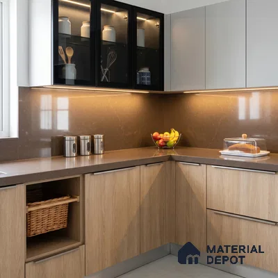 Belina Quartz QR 00013 B Copper Umber Viola Series 10.01 ft x 2.38 ft Quartz - 20 mm | 7 Years Warranty | Suitable for Kitchen, Restaurant, Counter Tops, Dining, Reception, office