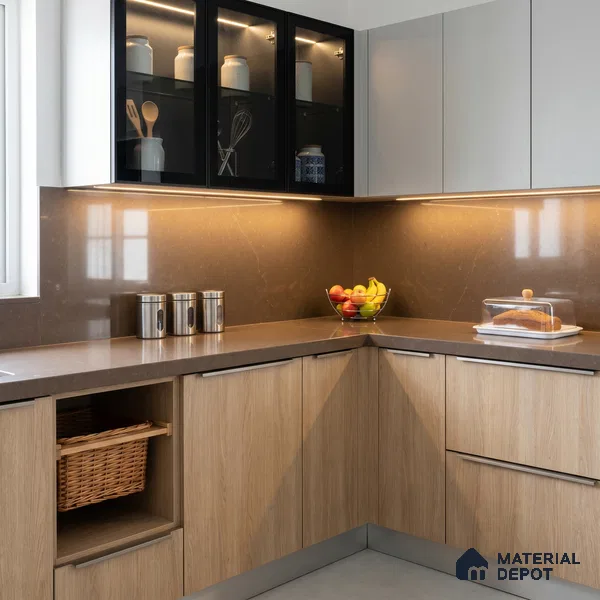 Belina Quartz QR 00013 B Copper Umber Viola Series 10.01 ft x 2.38 ft Quartz - 20 mm | 7 Years Warranty | Suitable for Kitchen, Restaurant, Counter Tops, Dining, Reception, office