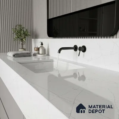 Belina Quartz QR 00015 Frosted Veil Regalia Series 11.42 ft x 6.58 ft Quartz - 20 mm | 10 Years Warranty | Suitable for Kitchen, Restaurant, Counter Tops, Dining, Reception, office