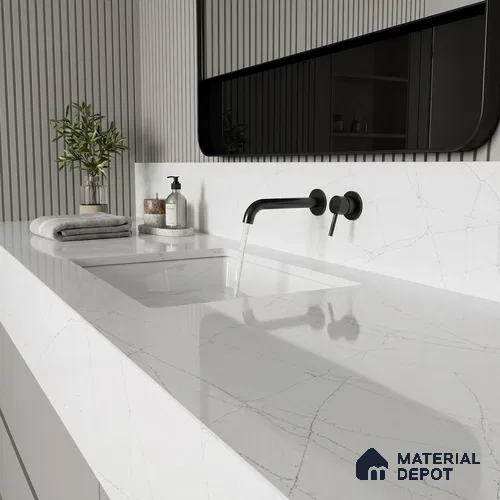 Belina Quartz QR 00015 Frosted Veil Regalia Series 11.42 ft x 6.58 ft Quartz - 20 mm | 10 Years Warranty | Suitable for Kitchen, Restaurant, Counter Tops, Dining, Reception, office