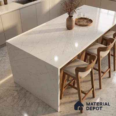 Belina Quartz QR 00015 Frosted Veil Regalia Series 11.42 ft x 6.58 ft Quartz - 20 mm | 10 Years Warranty | Suitable for Kitchen, Restaurant, Counter Tops, Dining, Reception, office