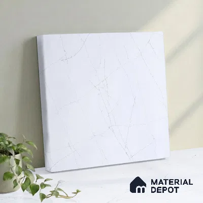 Belina Quartz QR 00015 Frosted Veil Regalia Series 11.42 ft x 6.58 ft Quartz - 20 mm | 10 Years Warranty | Suitable for Kitchen, Restaurant, Counter Tops, Dining, Reception, office